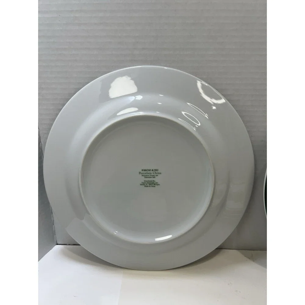 Ribbons And Tree Topco Set Of 5 Porcelain Dinner Plates Christmas Tree MS DWS